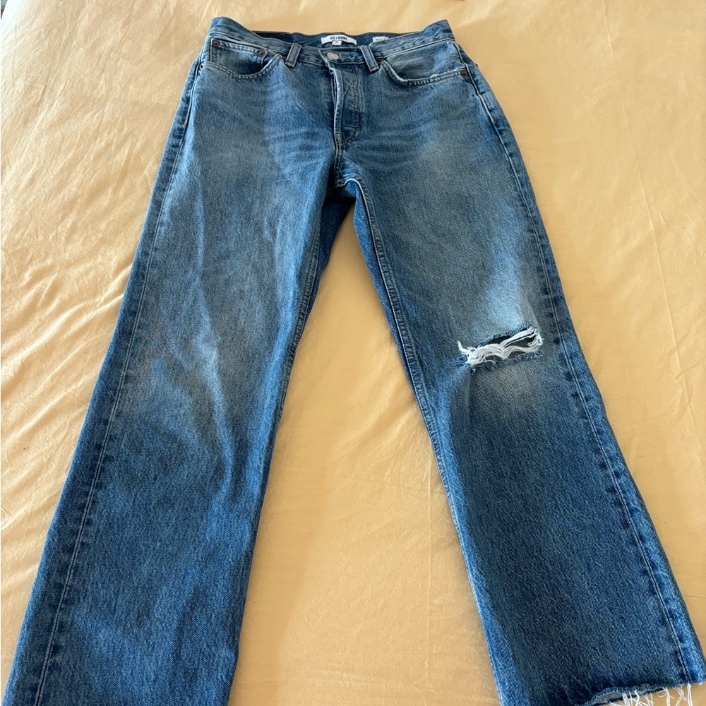 Re/Done Mid Rise Straight Leg Jeans